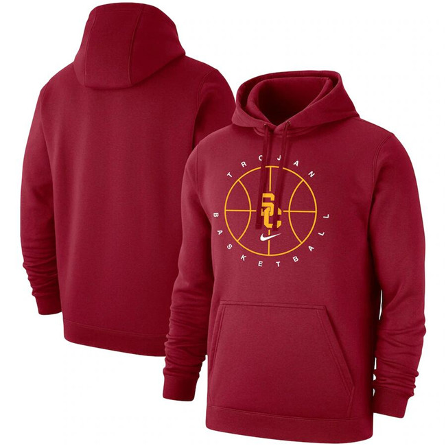 Men's Red USC Trojans Basketball Icon Club Fleece Pullover Hoodie